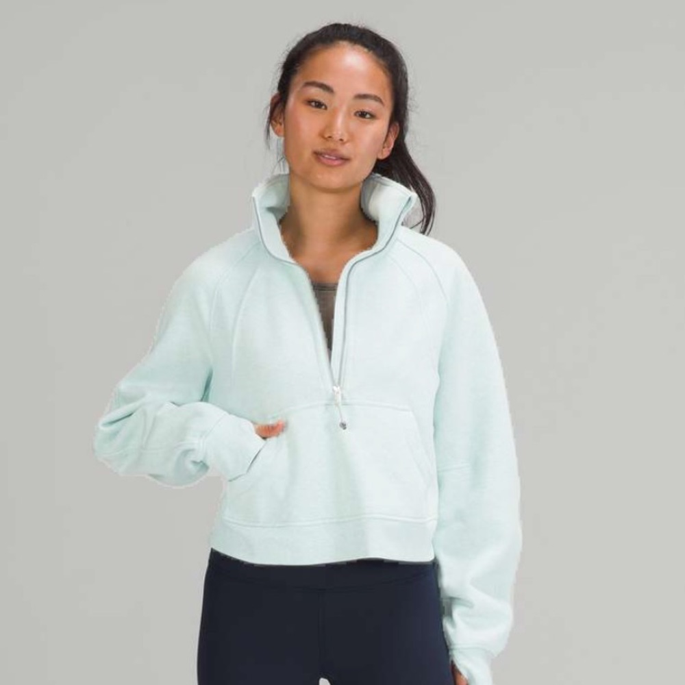 lululemon heathered blue funnel neck scuba half-zip M/L